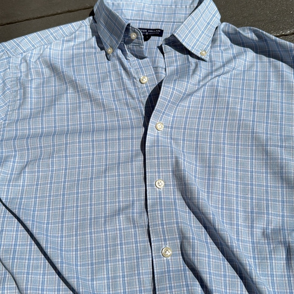 Peter Millar Light Blue Checkered Men's Shirt - Crown Crafted - Picture 5 of 8
